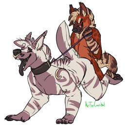 all_fours anthro anthro_on_anthro anthro_penetrated anthro_penetrating anthro_penetrating_anthro black_tongue collar collar_only doggystyle duo ear_piercing eyes_closed from_behind_position fur holding_leash holding_object kneeling leash leash_pull male male/male male_penetrated male_penetrating male_penetrating_male multicolored_body multicolored_fur nude obscured_penetration pawpads penetration piercing sex simple_background stripes tongue tongue_out white_background meldritchhorror noons_(character) sparxus hyena mammal striped_hyena 2016 hi_res signature