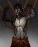 5_fingers anthro black_body black_fur black_hair brown_eyes chain clothed clothing fingers fur hair male navel solo topless shen_shepa mad_max felid lion mammal pantherine 2016 digital_media_(artwork) hi_res