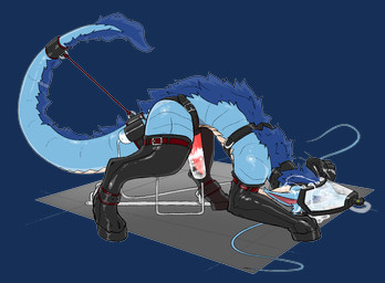 2_horns armwear ass_up barbel_(anatomy) bdsm belt belt_bondage blue_body blue_mane bodily_fluids bondage bondage_gear bondage_gloves boots bound chained_to_floor clothing cum cum_circulation cum_container cum_in_self cum_inside elbow_gloves eyebrows feral flesh_whiskers footwear genital_fluids genitals gloves handwear hoof_boots hoof_gloves horn leaking_cum legwear long_tail male mane penile penis penis_milking penis_milking_machine petplay ponyplay restrained roleplay scales shoes side_view solo tail tail_restraint tail_tuft tapering_penis thigh_boots thigh_highs tuft ventral_scales gagaga_ram mythology chwiryong dragon mythological_creature mythological_scalie scalie wingless_dragon 2025 alpha_channel digital_drawing_(artwork) digital_media_(artwork) hi_res korean_description shaded