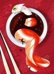 feral fish_tail food male micro smile smiley_face solo soy_sauce sushi walk-w-igny nintendo pokemon sushi_(b-man555) food_creature generation_2_pokemon legendary_pokemon lugia pokemon_(species) hi_res