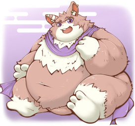 3_toes anthro belly big_belly ear_piercing ear_ring feet happy kemono male navel obese obese_male open_mouth overweight overweight_male piercing ring_piercing sitting solo toes hamatnk fabulous_beasts tuye_(fabulous_beasts) lagomorph leporid mammal rabbit 2026 absurd_res hi_res