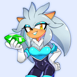 alternate_form anthro armor armwear blue_eyeshadow bodysuit breastplate breasts chaos_emerald cleavage clothed clothing crossgender curvy_figure elbow_gloves eyelashes eyeliner eyeshadow female gem glistening glistening_latex gloves handwear latex lipstick makeup mtf_crossgender pointy_ears skinsuit solo thick_eyelashes tight_clothing nikkikaji sega sonic_the_hedgehog_(series) silver_the_hedgehog eulipotyphlan hedgehog mammal 1:1