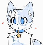 >_< anthro biped blue_body blue_fur collar collar_tag eyes_closed fur heart_symbol male slim_anthro slim_male solo star_eyes white_body white_fur bobbipup bluppy_(bobbipup) domestic_cat felid feline felis mammal 2d_animation animated