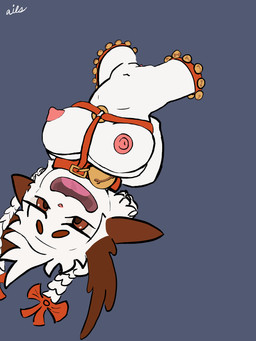 ahegao anthro antlers bdsm bell bell_collar bondage bondage_gear bound breasts clitoris collar erect_clitoris female genitals harness horn looking_pleasured nipples solo ails deer mammal new_world_deer reindeer 3:4 absurd_res hi_res