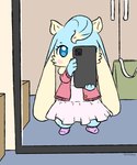 bag blue_body blue_eyes blue_fur blush cellphone chibi closet clothed clothing dewlap_(anatomy) dress electronics female floppy_ears footwear fur holding_object holding_phone jacket kemono long_ears lop_ears mirror mirror_selfie multicolored_body multicolored_fur phone selfie semi-anthro smartphone socks solo swirl tan_body tan_fur thick_thighs topwear two_tone_body two_tone_fur pyritie sofu_(pyritie) lagomorph leporid mammal rabbit 2021 digital_media_(artwork) hi_res