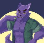 abs anthro biceps big_muscles clothed clothing fur male male_anthro muscular muscular_anthro muscular_male open_clothing open_shirt open_topwear pecs plaid purple_body purple_fur shirt solo teeth topwear tuft salga_0310 cartoon_network mythology ok_k.o.!_let's_be_heroes bernard_(ok_k.o.!_lbh) canid canine canis mammal mythological_canine mythological_creature werecanid werecanine werecreature werewolf wolf 2017