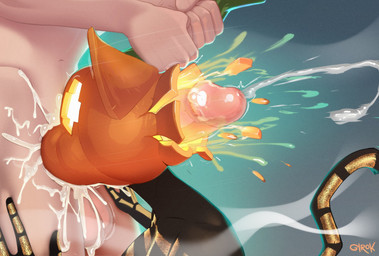 anthro balls big_breasts big_penis black_body bodily_fluids breasts cum duo ejaculation fellatio female food for_a_head fruit genital_fluids genitals male male/female male_human nude oral penile penis plant pumpkin pumpkin_head sex girok epic_games fortnite spice_(fortnite) domestic_cat felid feline felis human mammal object_head 2025 hi_res