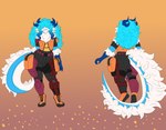 4_ears anthro armor big_butt blue_hair blue_lips bottomwear butt chest_tuft clothing curvy_figure female fluffy fluffy_chest fluffy_tail footwear fur hair horn jacket lips long_hair long_tail multi_ear neck_tuft pants science_fiction shoes solo tail topwear tuft zortrex mythology cloudy_(zortrex) dragon furred_dragon furred_scalie mythological_creature mythological_scalie scalie absurd_res hi_res