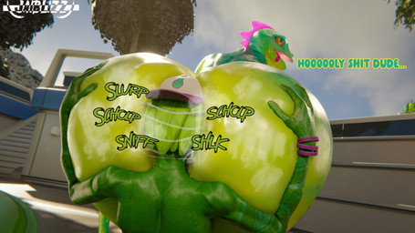 anal anal_fluids anthro backwards_baseball_cap backwards_hat baseball_cap big_butt bodily_fluids bros_being_bros butt butt_grab butt_sniffing clothing dialogue duo ellipsis face_in_ass green_body hand_on_butt handwear hat headgear headwear holding_butt huge_butt looking_pleasured male male/male male_rimming_male nude onomatopoeia oral outside profanity rimming rimming_male sex sniffing sound_effects sweat sweaty_butt text tongue tongue_out yellow_sclera jaiblizz epic_games fortnite lizzik_(fortnite) ziggy_(fortnite) chameleon humanoid iguana iguanid lizard reptile scalie english_text hi_res