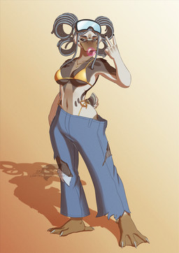 anthro avian_feet beak bikini blowing_bubble_gum bottomwear breasts brown_body claws clothed clothed_anthro clothed_female clothing denim denim_bottomwear denim_clothing diving_mask feet female fingers front_view gesture gold_bikini hand_gesture humanoid_hands jeans looking_at_viewer loose_pants markings mask medium_breasts membrane_(anatomy) non-mammal_breasts pants pose shadow short_tail solo spots spotted_markings standing swimwear tail tan_body text toe_claws toes torn_bottomwear torn_clothing torn_pants two-piece_swimsuit v_sign webbed_feet skyford laura_(skyford) anatid anseriform avian bird duck artist_name colored full-length_portrait hi_res portrait shaded watermark