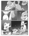 4:5 blush bodily_fluids caught comic darkmirage dragonair eyes_closed female female/female feral floatzel generation_1_pokemon generation_4_pokemon generation_5_pokemon genital_fluids genitals greyscale group heart_symbol hi_res masturbation mienshao monochrome night nintendo outside pokemon pokemon_(species) pussy tongue tongue_out vaginal vaginal_fluids vaginal_masturbation voyeur water