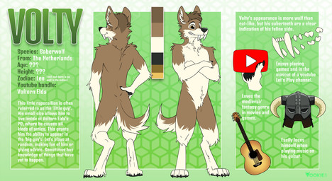 acoustic_guitar anthro arm_tuft armor big_fangs biped brown_body brown_ears brown_eyes brown_fur brown_hair brown_tail cheek_tuft crossed_arms crotch_tuft digitigrade elbow_tuft facial_tuft fangs front_view fur glistening glistening_eyes guitar hair headgear helmet inner_ear_fluff knee_tuft leg_tuft looking_at_viewer male musical_instrument neck_tuft plucked_string_instrument rear_view shoulder_tuft smile solo string_instrument tail teeth tuft white_body white_fur white_inner_ear_fluff white_tail yookie bethesda_game_studios microsoft skyrim the_elder_scrolls youtube canid canine canis mammal wolf 2019 absurd_res dated hi_res model_sheet