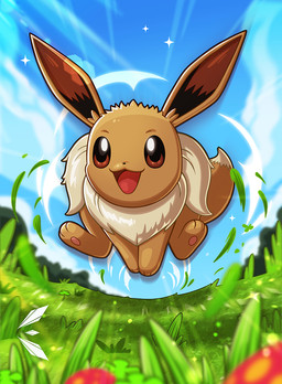 ambiguous_gender black_nose brown_body brown_ears brown_eyes brown_fur brown_tail cloud feet feral fluffy fluffy_mane fluffy_tail fungus fur glistening glistening_eyes grass happy hind_legs long_ears looking_away mane multicolored_body multicolored_ears multicolored_fur multicolored_tail mushroom nude open_mouth open_smile pawpads paws pink_pawpads pink_paws plant red_tongue round_eyes round_head running shadow sky small_nose smile solo sparkles tail tan_body tan_fur tan_tail tongue tree two_tone_ears wind elementaldraws nintendo pokemon canid canine eevee generation_1_pokemon mammal pokemon_(species) 2022 detailed full-length_portrait hi_res portrait watermark