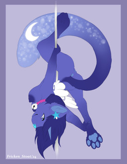 anthro anus breasts collar dancing female horn nipples pawpads pole pole_dancing side_boob slim_anthro solo unicorn_horn upside_down wings conditional_dnp fricken_stoat hoshi_(datonedragfolfeon) domestic_cat felid feline felis mammal absurd_res hi_res
