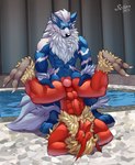 2_toes anal anal_penetration anthro anthro_on_anthro anthro_penetrated anthro_penetrating anthro_penetrating_anthro arcanine avian balls blaziken blonde_hair canid claws duo erection feet foreskin from_front_position generation_1_pokemon generation_3_pokemon genitals hair hands_behind_head hi_res humanoid_genitalia humanoid_penis interspecies male male/male male_penetrated male_penetrating male_penetrating_male mammal muscular muscular_anthro muscular_male neck_tuft nintendo nude open_mouth penetration penile penile_penetration penis penis_in_ass piledriver_position pokemon pokemon_(species) red_body sellon sex swimming_pool teet toe_claws toes tongue tongue_out tuft upside_down water white_hair