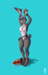 4_toes 5_fingers anthro areola breasts buckteeth camel_toe clothing ear_piercing ear_ring feet female fingers lifeguard navel nipples open_mouth piercing ring_piercing shadow simple_background solo standing teeth toes tongue translucent translucent_clothing whistle_(object) saddnesspony disney zootopia judy_hopps lagomorph leporid mammal rabbit 2021 hi_res