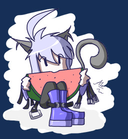 female food fruit hair latex melon plant simple_background solo watermelon alodo_(artist) animal_humanoid cat_humanoid felid felid_humanoid feline feline_humanoid humanoid mammal mammal_humanoid alpha_channel low_res