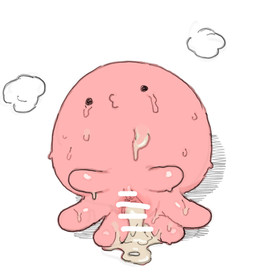 after_sex bodily_fluids crossgender cum cum_drip cum_in_vagina cum_inside dripping female feral genital_fluids simple_background simple_eyes simple_face solo steam sweat sweatdrop tears tentacles white_background possummachine takopi's_original_sin takopi alien censored