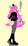 anthro biped black_clothing boots clothing footwear fur hair highlights_(coloring) markings multicolored_body multicolored_fur multicolored_hair pink_body pink_clothing pink_ears pink_fur pink_hair pink_tail purple_clothing shoes solo tail tail_markings two_tone_body two_tone_fur two_tone_hair puppkittyfan1 tammy_(puppkittyfan1) canid canine canis mammal maned_wolf wolf 5:8 hi_res trans_(lore) trans_woman_(lore)