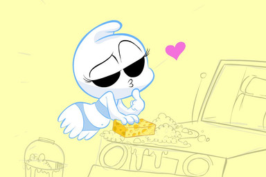 bikini bubble bucket car_wash clothed clothing container crossdressing heart_symbol male not_furry one_eye_closed simple_background soap solo sponge swimwear two-piece_swimsuit wink hotdiggedydemon brain_dump goofball_the_goofy_cartoon_ghost_(character) ghost humanoid spirit