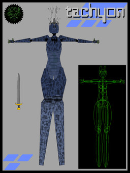 ambiguous_gender antlers crown front_view headgear horn machine nude organic_technology organs robotic solo standing symbol_on_chest translucent translucent_body weapon wireframe chromulus tachyon_(chromulus) humanoid robot robot_humanoid hi_res model_sheet