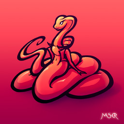 abs abstract_background anthro apode clothed clothing curled_tail cute_fangs fangs female fingers flat_chested gradient gradient_background legless long_neck looking_aside navel red_background red_body red_clothing serpentine simple_background sitting sitting_on_tail slim solo tail teeth mashcr draconcopode naga reptile scalie snake viper 1:1 digital_media_(artwork)