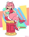 anthro boots breasts clothing dress eyes_closed female footwear hair hands_on_hips medium_breasts piko_piko_hammer pink_body pink_hair shoes smile solo tail thick_thighs weapon wide_hips ineptoutcast_(artist) sega sonic_the_hedgehog_(series) amy_rose eulipotyphlan hedgehog mammal 2023 4:5 hi_res signature