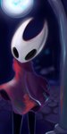 ambiguous_gender black_body black_eyes clothing dress female mask red_clothing red_dress solo street_lamp ivythepenguin0117 hollow_knight team_cherry hornet_(hollow_knight) arthropod insect 1:2 hi_res