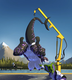 anthro anus areola bdsm big_breasts blue_areola blue_nipples bodily_fluids bondage bound breasts captured clothed clothing female frogtied genitals group hair hands_behind_back hanging_breasts legs_tied nipples non-mammal_breasts nude restraints rope rope_bondage smile teeth vulva goolee aquatic fish shark hi_res