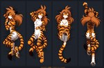 amber_eyes anthro big_butt black_pawpads body_pillow_design breasts brown_hair butt casual_nudity chest_tuft claws convenient_censorship countershade_feet countershading curled_up curling_toes dakimakura dakimakura_design digitigrade eyes_closed featureless_breasts featureless_crotch feet female front_view fur hair legs_up looking_at_viewer lying markings multicolored_body multicolored_fur multiple_poses navel neck_muscles nude on_back on_front on_side orange_body orange_fur pawpads paws pose rear_view small_breasts smile soles solo spread_toes stretching striped_body striped_fur stripes tail toe_claws toes tuft white_body white_fur conditional_dnp tom_fischbach twokinds flora_(twokinds) felid feline keidran mammal pantherine tiger 2024 absurd_res adobe_photoshop_(artwork) colored digital_media_(artwork) hi_res