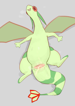 2_horns 3_claws 3_fingers after_sex back_wings belly blissful_mouth bodily_fluids claws cum cum_from_vagina cum_in_vagina cum_inside cum_on_tail disembodied_penis duo eyes_closed featureless_feet feet female feral fingers genital_fluids genitals glistening glistening_belly glistening_body green_belly green_body green_horn green_markings green_vulva green_wings head_back heart_symbol horn inner_labia long_neck looking_pleasured lying markings membrane_(anatomy) membranous_wings motion_lines multicolored_body nude on_back one_eye_obstructed open_mouth penis pink_inner_labia pink_vulva shaking simple_background solo_focus spiral spiral_eyes spread_legs spreading steamy_breath striped_markings striped_tail stripes sweat sweaty_face tail tail_markings thick_thighs two_tone_body vulva wings solterv mythology nintendo pokemon dragon flygon generation_3_pokemon human mammal mythological_creature mythological_scalie pokemon_(species) scalie absurd_res digital_media_(artwork) hi_res