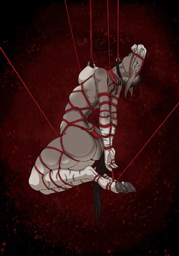 abstract_background anthro bdsm big_butt bite_gag black_nipples blue_eyes bodily_fluids bondage bound butt collar donkey_ears donkey_tail drooling ears_back female fingers grey_body half-closed_eyes hooved_fingers hooves leg_markings markings mohawk multicolored_body narrowed_eyes nipple_clamp nipples nude pivoted_ears restraints rope rope_bondage rope_harness saliva simple_background solo suspension suspension_bondage tail tail_tuft tuft two_tone_body hallod tj_(nightdancer) african_wild_ass asinus donkey equid equine mammal full-length_portrait hi_res portrait
