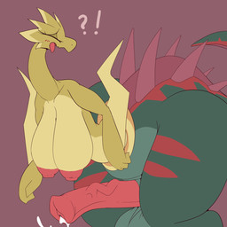 animal_genitalia animal_penis anthro areola balls big_areola big_balls big_breasts big_butt big_penis blush bodily_fluids bottom_heavy breasts butt cum cumshot ejaculation equine_genitalia equine_penis erection eyes_closed genital_fluids genitals green_body gynomorph hands-free huge_balls huge_breasts huge_butt huge_penis hyper hyper_balls hyper_breasts hyper_butt hyper_genitalia hyper_penis interrobang intersex nipples non-mammal_breasts open_mouth orgasm penis sagging_breasts simple_background solo spikes thick_thighs tongue tongue_out urethra vein veiny_penis wide_hips yellow_body sepiruth nintendo pokemon dinosaur dracozolt fossil_pokemon generation_8_pokemon pokemon_(species) prehistoric_species reptile scalie 1:1 2019 digital_media_(artwork) hi_res