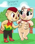 anthro breasts clothed clothing clothing_lift dress dress_lift duo female genitals hooves male multi_breast nature nature_background navel pigtails plant pussy tree annie-mae animal_crossing nintendo gala_(animal_crossing) villager_(animal_crossing) domestic_pig human mammal suid suina sus_(pig)