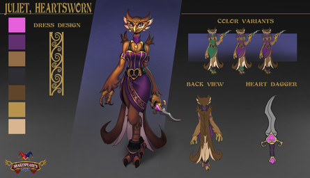 3_fingers 3_toes anthro armband beak beak_closed black_eyebrows black_talons breasts brown_body brown_feathers brown_wings circlet clothed clothed_anthro clothed_female clothing color_swatch color_variation dress eyebrows eyelashes feathers feet female female_anthro fingers footwear gold_circlet gradient_background green_armband green_clothing green_eyes green_footwear grey_background heart_cutout holding_knife holding_object knife left-handed lidded_eyes light looking_at_viewer medium_breasts mouth_closed non-mammal_breasts purple_armband purple_clothing purple_dress purple_eyes purple_footwear rear_view simple_background solo standing talon_hands talons text title toes wings yellow_beak yellow_hands spaniel_reyes shakespeare's_court juliet_heartsworn avian bird owl 2022 absurd_res character_name colored concept_art digital_drawing_(artwork) digital_media_(artwork) english_description english_text hi_res lighting model_sheet official_art shaded