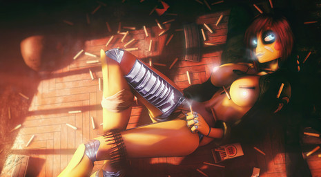anthro beakless blue_eyes breasts brown_hair bullet cigarette cigarette_smoke clothed clothing female floor glowing glowing_eyes glowing_nipples hair holding_cigarette holding_object jacket lying lying_on_ground machine medium_breasts navel navel_line nipples non-mammal_breasts non-mammal_navel non-mammal_nipples on_back on_ground open_clothing open_jacket open_topwear shell_casings short_hair smoke smoke_from_mouth smoking smoking_cigarette solo topwear white_nipples wood wood_floor yellow_body lamoz571 disembowell_(modeler) red-eye_(modeler) five_nights_at_freddy's five_nights_at_freddy's_2 scottgames toy_chica_(fnaf) animatronic avian bird chicken galliform phasianid robot robot_anthro 2018 3d_(artwork) absurd_res digital_media_(artwork) hi_res source_filmmaker_(artwork)