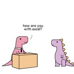 ambiguous_gender biped box container dialogue duo feral humor interview job_interview necktie pink_body purple_body simple_background text white_background work_interview dinoman_j dinosaur prehistoric_species reptile scalie theropod tyrannosaurid tyrannosauroid tyrannosaurus tyrannosaurus_rex 1:1 2020 comic english_text