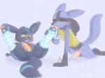 2014 anus balls black_fur blush cum eeveelution erection foot_fetish fur half-closed_eyes licking licking_foot lucario lying male nintendo pawpads paws penis pokémon precum red_eyes shiny_pokemon spikes stockings tongue tongue_out twang umbreon video_games yellow_eyes
Rating: Explicit
Score: 10
User: Finchmaster
Date: February 27, 2014