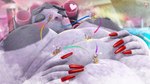 16:9 2024 3d_(artwork) 4k 5_fingers absurd_res accessory anthro areola belly beware_the_shadowcatcher big_areola big_belly big_breasts blender_(artwork) blurred_background blush bodily_fluids bovid breasts caprine clothed clothing colored_nails curlers dark_body dark_eyelids dark_skin deep_navel digital_media_(artwork) duo egyptian egyptian_clothing exclamation_point extreme_size_difference eyebrows eyelashes eyes_closed face_hugging female fingers fur furgonomics grey_hair hair hands_on_belly heart_symbol hi_res horn horn_accessory hug huge_areola huge_breasts hugging_another kessa_(ovis_wooloo) kneeling laying_on_another love_handles lying mammal massaging mature_female maude_(bts) micro motion_lines nails navel nipples nude obese obese_anthro obese_female on_back overweight overweight_anthro overweight_female ovis_wooloo paint.net_(artwork) pleased_expression red_eyes red_nails relaxing sheep size_difference size_play spa standing_on_another steam stuck sweat thick_eyebrows watermark white_body white_fur widescreen wool_(fur) zed_technician_games