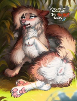 animal_genitalia animal_vulva anus arm_tuft blush blush_lines bodily_fluids butt butt_focus cheek_tuft cum cum_drip cum_in_vagina cum_inside dripping elbow_tuft facial_tuft feline_ears feline_genitalia feline_tail feline_vulva female feral fluffy fluffy_chest fluffy_ears fluffy_hair fluffy_tail forest genital_fluids genitals hair neck_tuft nude pawpads paws plant pose raised_hips raised_paw saliva saliva_drip saliva_on_tongue solo sweat tail tongue tongue_fetish tongue_out tree tuft ventilator vulva wide_hips mohitopaw domestic_cat felid feline felis mammal hi_res pinup