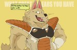 anthro armor biceps fur male muscular muscular_anthro muscular_male solo tail crimenes dragon_ball canid canine canis mammal wolf