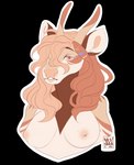 2021 alpha_channel antelope anthro areola bovid breasts digital_media_(artwork) female horn mammal nipples nude pink_eyes simple_background solo transparent_background vashaa