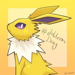 1:1 2022 ambiguous_gender artist_name canid canine cel_shading chest_tuft colored conditional_dnp digital_drawing_(artwork) digital_media_(artwork) ear_tuft eeveelution english_text feral fur fur_tuft generation_1_pokemon gradient_background half-length_portrait hexuru hi_res jolteon jolteon_day light long_ears looking_at_viewer mammal mane multicolored_body multicolored_fur nintendo on_model orange_background pokemon pokemon-specific_day pokemon_(species) portrait purple_eyes purple_inner_ear purple_nose quadruped shaded shadow side_view signature simple_background sitting snout solo spikes text tuft two_tone_body two_tone_fur white_body white_eyes white_fur white_mane white_tuft yellow_background yellow_body yellow_fur yellow_tuft