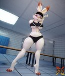 anthro anthrofied big_breasts bra breasts clothing detailed_background female hand_behind_head inside locker_room looking_at_viewer navel pokemorph shirt solo sports_bra stretching tank_top topwear under_boob underwear shachath3d valorlynz_(modeler) nintendo pokemon bunni_(valorlynz) generation_8_pokemon lagomorph mammal pokemon_(species) scorbunny 3d_(artwork) absurd_res blender_(artwork) digital_media_(artwork) hi_res