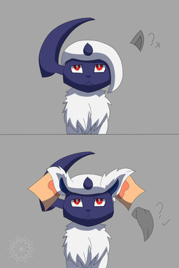 ear_grab feral floppy_ears looking_up pawpads solo lewdkitten069 nintendo pokemon absol felid feline generation_3_pokemon mammal pokemon_(species) 2:3 absurd_res hi_res