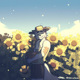 anthro black_claws black_eyebrows black_nose bottomwear claws clothed clothing dipstick_ears ear_markings eyebrows flower fur grey_inner_ear_fluff happy hat headgear headwear holding_object inner_ear_fluff leaf male morning multicolored_ears outside plant plant_pot potted_plant shirt shorts solo standing tail teeth topwear tuft white_body white_fur naturanevie promises_to_keep theo_(promises_to_keep) arctic_fox canid canine fox mammal true_fox 1:1 hi_res shaded