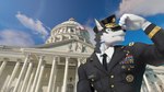 american_flag anthro blue_eyes blue_hair capitol capitol_hill clothing gloves hair handwear male necktie police police_officer solo uniform united_states_of_america washington_dc yellow_eyes discordnight_(artist) thunderrangers archermagnum canid canine canis mammal wolf 16:9 2022 absurd_res hi_res widescreen