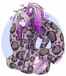 anthro blush butt femboy hair heart_symbol leopard_spots long_hair long_tail looking_back male nude purple_eyes raised_tail simple_background smile solo spots tail thick_thighs ryunwoofie reyathae felid mammal pantherine snow_leopard 2019 hi_res