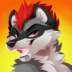 1:1 anthro bust_portrait cheering enjoyment feve friendly grin happy icon male mammal max_raccoonism portrait procyonid raccoon smile solo