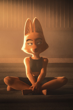 4_fingers 4_toes anthro athletic_wear barefoot clothed clothing dojo feet female fingers gym sitting solo toes monketco_(artist) goneafterdark_(modeler) dreamworks the_bad_guys diane_foxington canid canine fox mammal 2:3 3d_(artwork) absurd_res blender_(artwork) digital_media_(artwork) hi_res